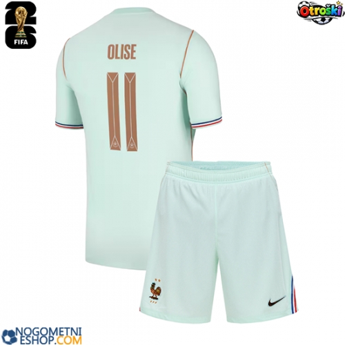Otroški Nogometni dresi Francija Michael Olise #11 Gostujoči SP 2026 Kratek Rokav (+ Kratke hlače)